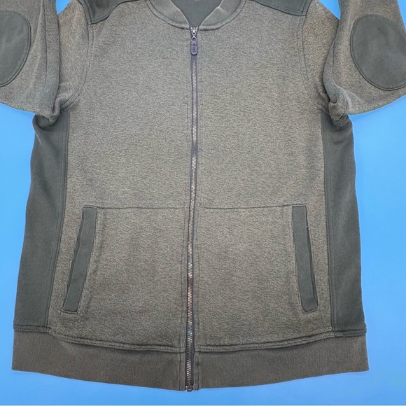 L.L. Bean Men's Green Full Zip Sweater Two-Tone Elbow Patches Cotton Size Medium - Picture 3 of 12